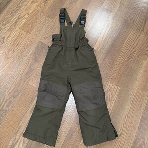Lands End The Squall Snowsuit Snow Bib Kids 3 Grow-A-Longs Insulated Army Green